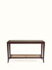 Rattan Elegance Series Solid Wood & Cane With Glass Top Console Hall Table 26